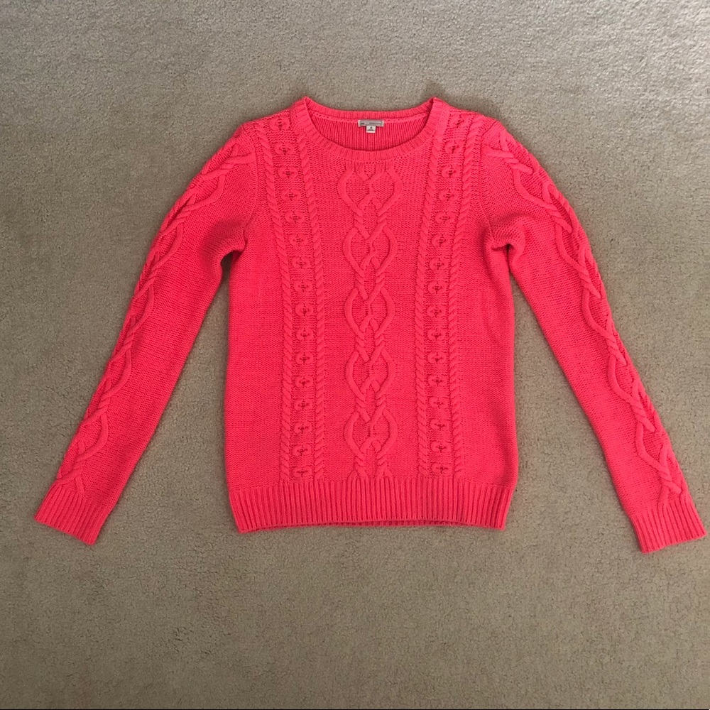 GAP neon coral cable sweater